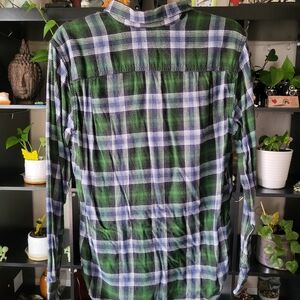 Athletic Works Men's Green and Blue Checkered Shirt
